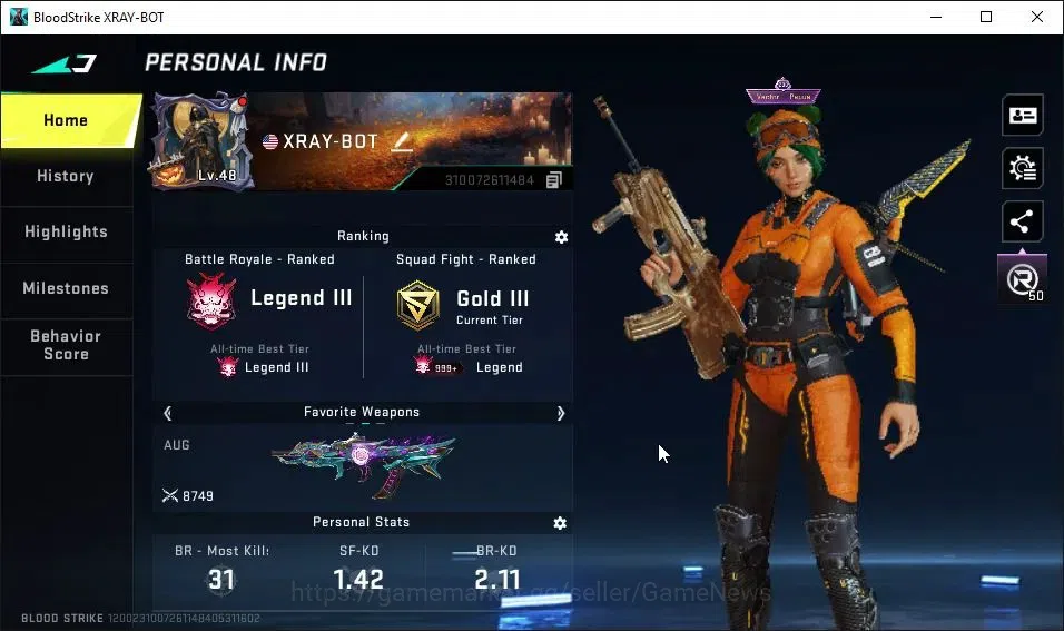 Blood Strike Accounts ASIA|7 ULTRA[VOLT,M82,AUG,AR97,P90,Vector,Glock]|C image 2