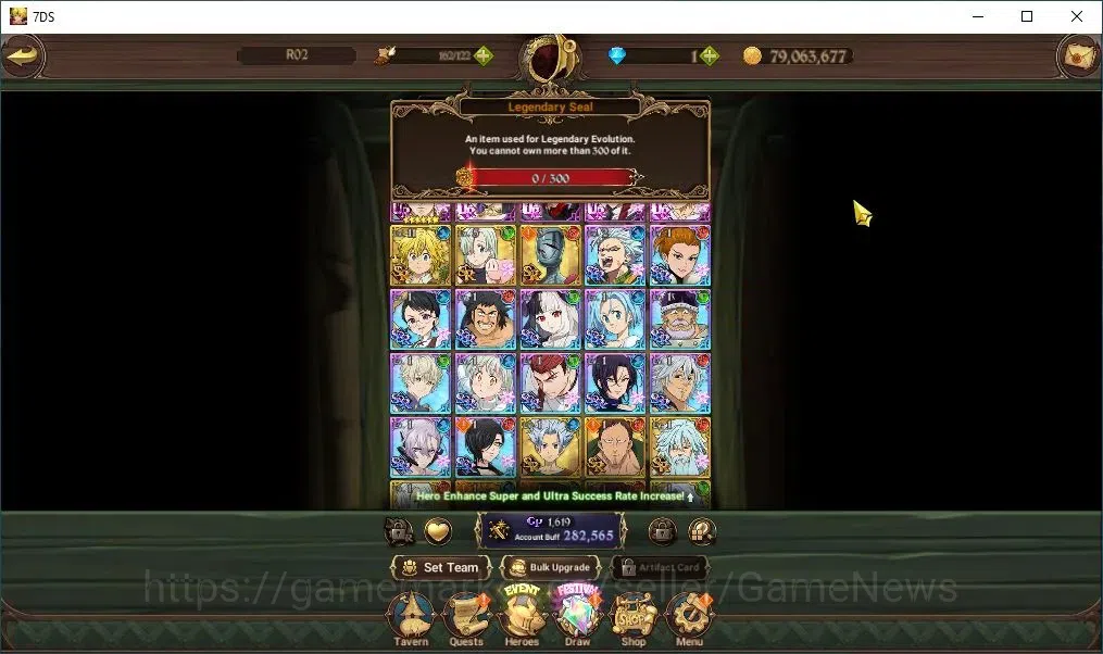 The Seven Deadly Sins: Grand Cross Accounts Endgame Global|282K CC|4 UR |GoF Skuld,ODK,YK Lancelot,DKM,Etc|CodeOnly|SDS4446 5