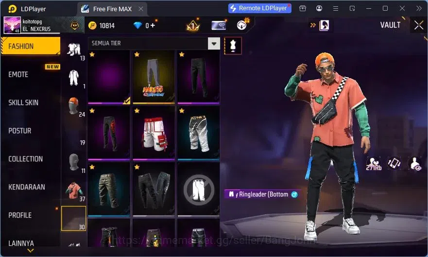 Free Fire Accounts Indonesia | Vault 37| SG Sterling| Bundle Orochima image 10