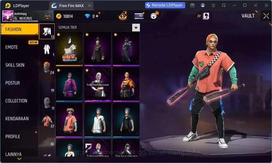Free Fire Accounts Indonesia | Vault 37| SG Sterling| Bundle Orochima image 16