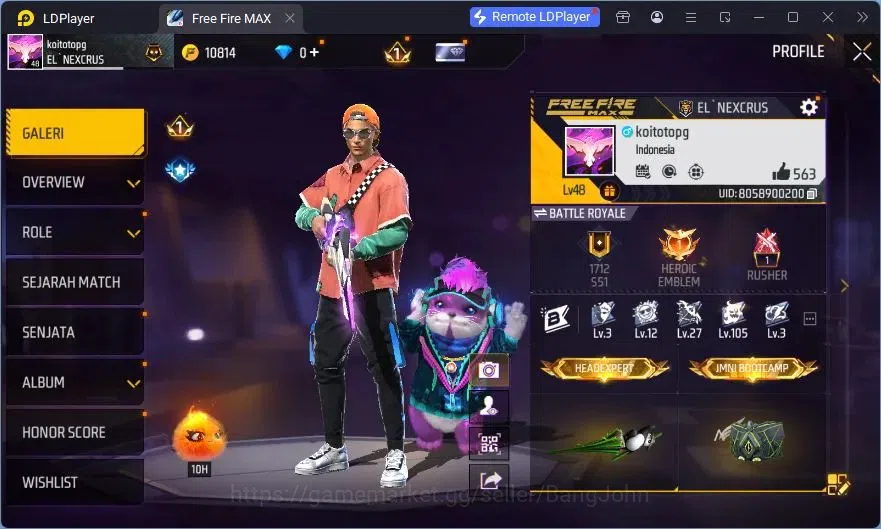 Free Fire Accounts Indonesia | Vault 37| SG Sterling| Bundle Orochima image 2