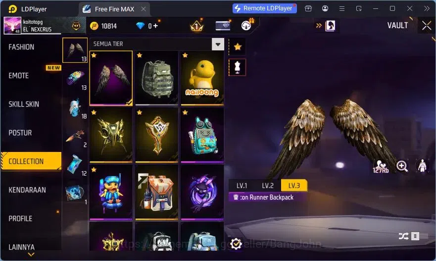 Free Fire Accounts Indonesia | Vault 37| SG Sterling| Bundle Orochima image 7