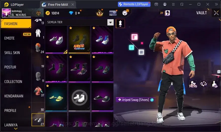 Free Fire Accounts Indonesia | Vault 37| SG Sterling| Bundle Orochima image 9