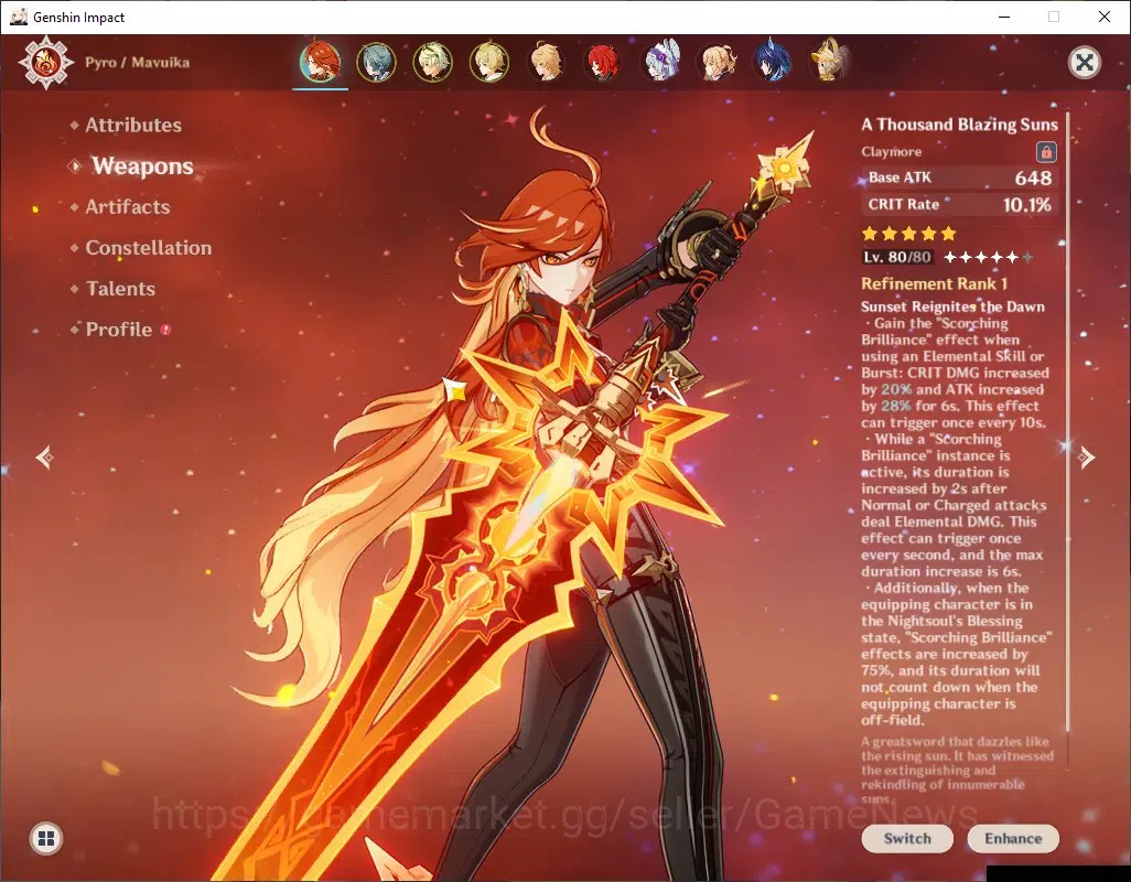 Genshin Impact Accounts Asia|AR 55|2 Limited + 4(*5Weapon) | (Mavuika C1,L image 4