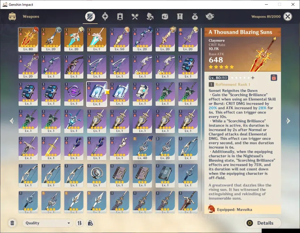 Genshin Impact Accounts Asia|AR 55|2 Limited + 4(*5Weapon) | (Mavuika C1,L image 7