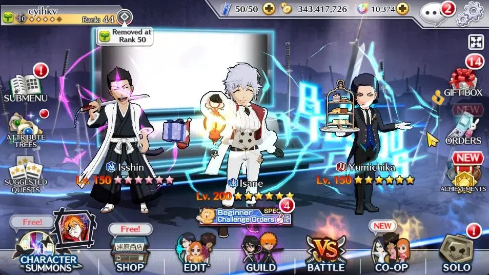 Bleach: Brave Souls Accounts Starter Global |14K BP+10K Orb|Fresh Story|Isane Xmas24|Rukia 10th|Yumichika TMV|Isshin TYBW 1
