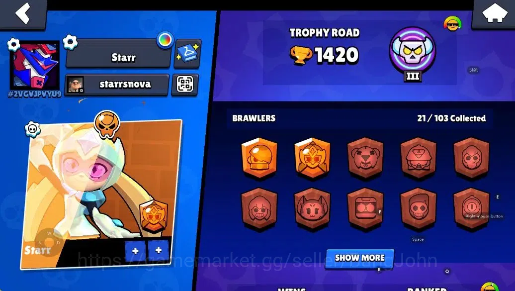 Brawl Stars Accounts Android | 1420 Thropy|21 Brawler-2 Max Lv(Shelly,E image 2
