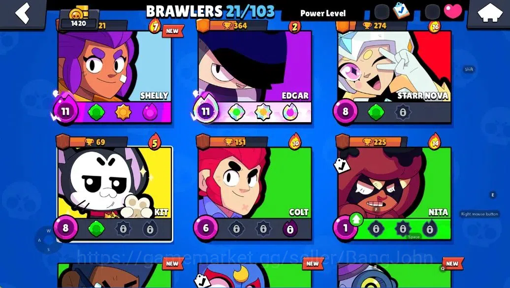 Brawl Stars Accounts Android | 1420 Thropy|21 Brawler-2 Max Lv(Shelly,E image 5