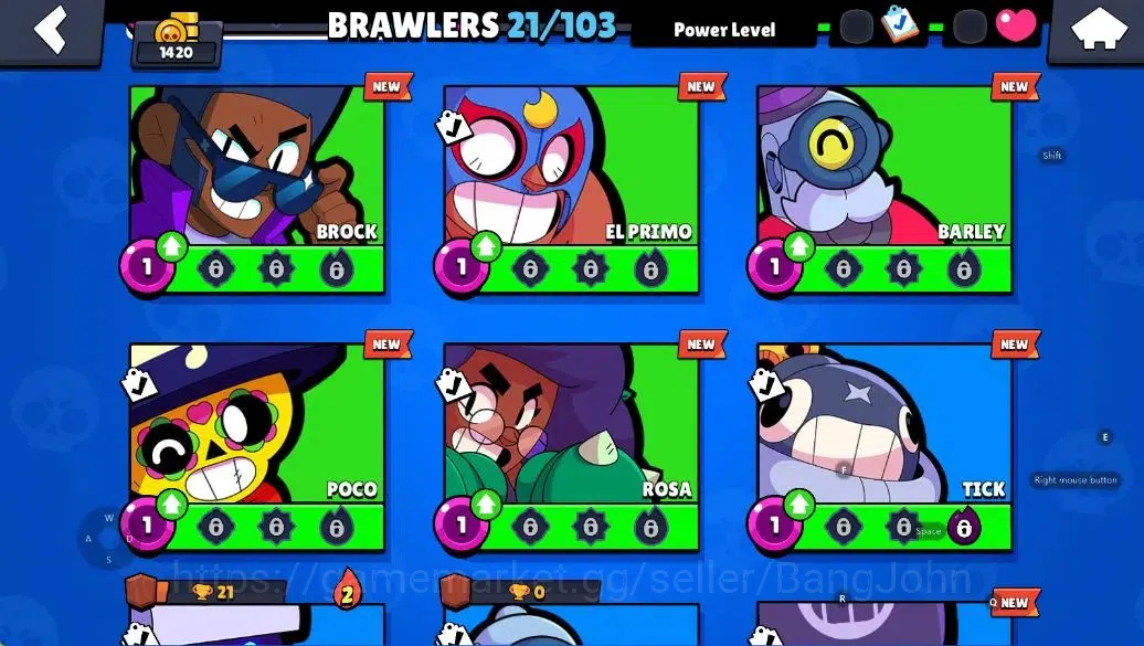 Brawl Stars Accounts Android | 1420 Thropy|21 Brawler-2 Max Lv(Shelly,E image 6