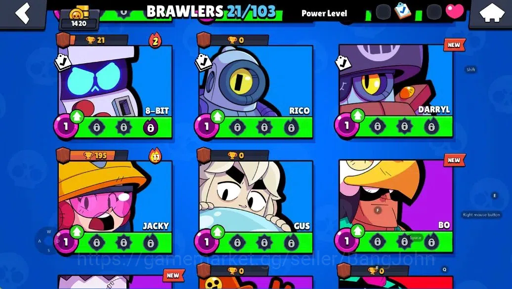 Brawl Stars Accounts Android | 1420 Thropy|21 Brawler-2 Max Lv(Shelly,E image 7