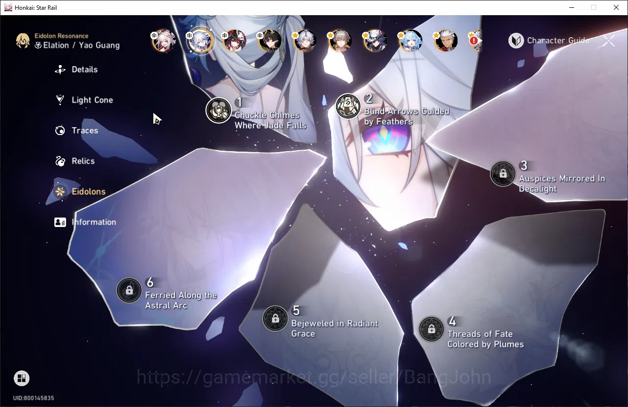 Honkai Star Rail Accounts Others ASIA TL70|11 Lim|Yao Guang E2+Sign|Cerydra E1+Sign|Phainon+Sign|Sunday+Sign|Bronya E2|2.3k 5