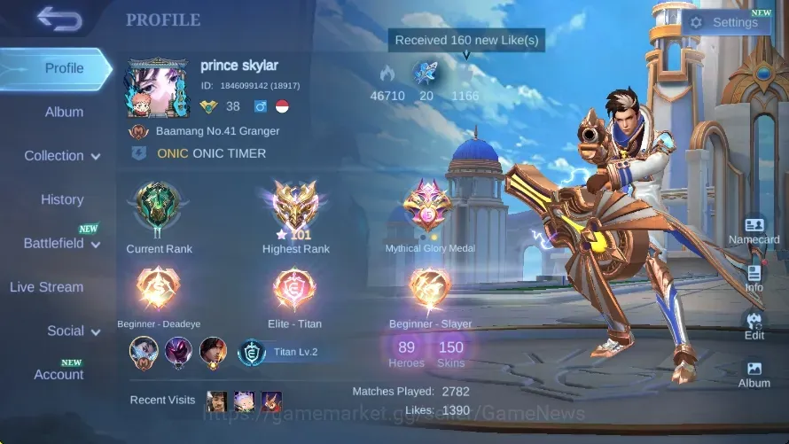 Mobile Legends: Bang Bang Accounts Collector Hero 89|Skin 150|Ex Immo 101|Sanrio Floryn,Lightborn (Fanny,Granger,Harith),P 1