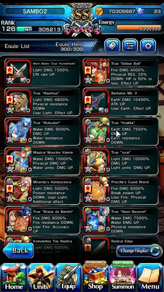 Grand Summoners Accounts End-Game Global|Rank 126|1 SP Art|15 Ascend+8 TW|(Chloe,DL Rimuru,WH Fen,Jay,Isliid 15