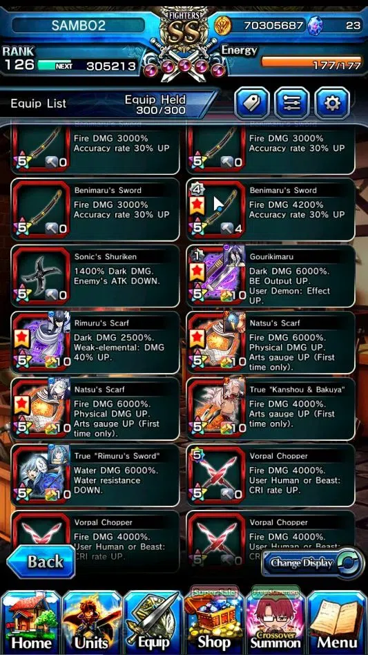 Grand Summoners Accounts End-Game Global|Rank 126|1 SP Art|15 Ascend+8 TW|(Chloe,DL Rimuru,WH Fen,Jay,Isliid 17
