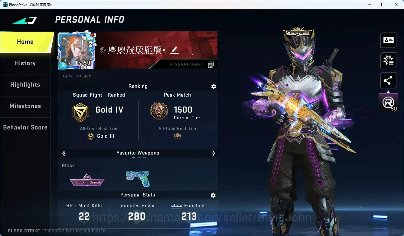 Blood Strike Accounts ASIA | 1 ETERNAL: Desert Eagle-Scorpius | TR: JACK image 1