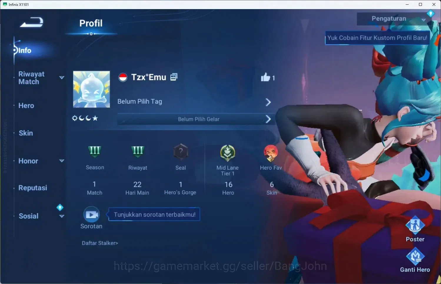 Honor of Kings Accounts Global | 16H 6S | Levi Collaboration Skin | RARE W image 1