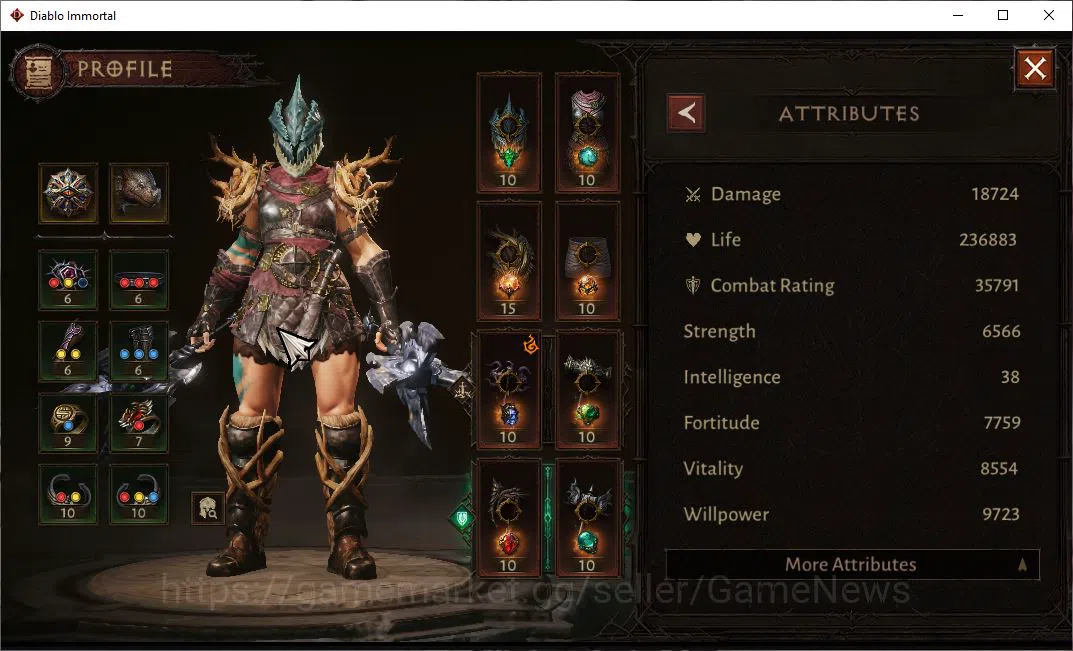 Diablo Immortal Accounts SEA - Izual|Lv60 (754) Barbarian|35K CR|Reso 540|I image 9