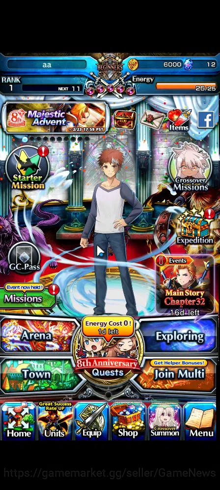 Grand Summoners Accounts Global|Rank 1|Fresh Starter|1 Ascend| Shirou Emiya image 1