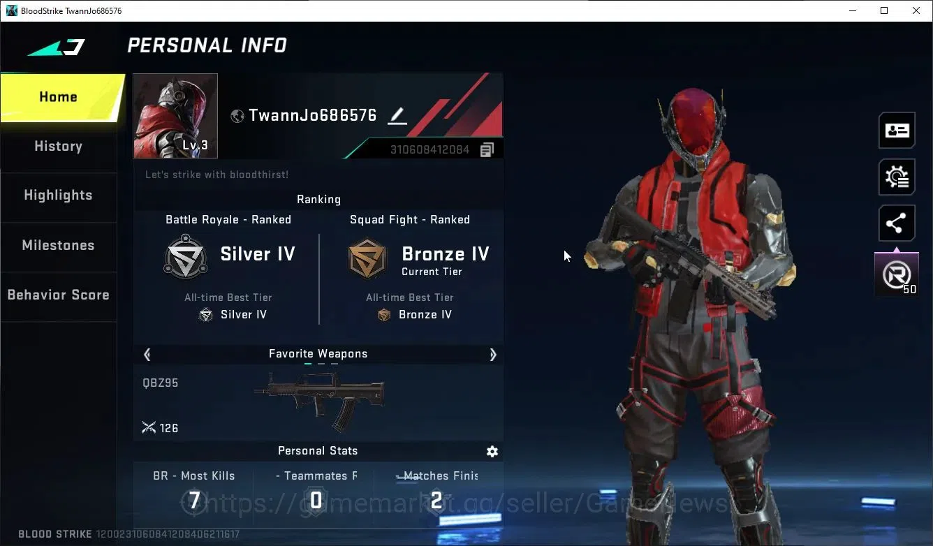 Blood Strike Accounts ASIA|1 ULTRA Striker[KRAKEN-Purple Lightning]|Lege image 2