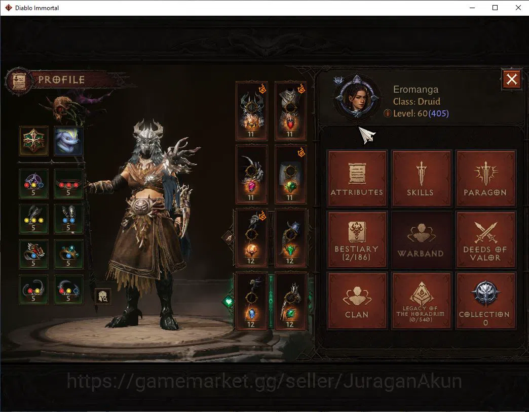 Diablo Immortal Accounts Mid-Tier EU- Sescheron|Lv60(405) Druid |32K CR|Reso 350|Inferno I |Paragon Maledictor| Hell Lv 3