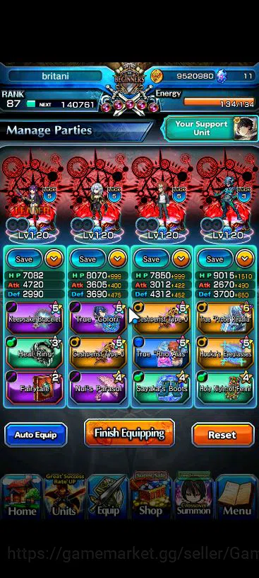 Grand Summoners Accounts Global|Rank 87|22 Ascend|[Inumuta,Emiya,Isliid,Chl image 3