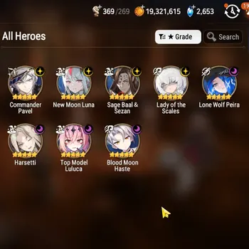 Epic Seven Accounts High-End Global Unverif|8ML(Harsetti,Luluca,Peira,Luna,Pavel,Etc)|PoH+Bless ON|SS 2.6K|MoR 34|PoH