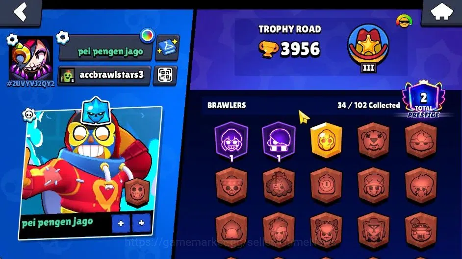 Brawl Stars Accounts 3956 Trophy|34 Brawlers 3 Max Lvl|3 Full Buffies ( image 4