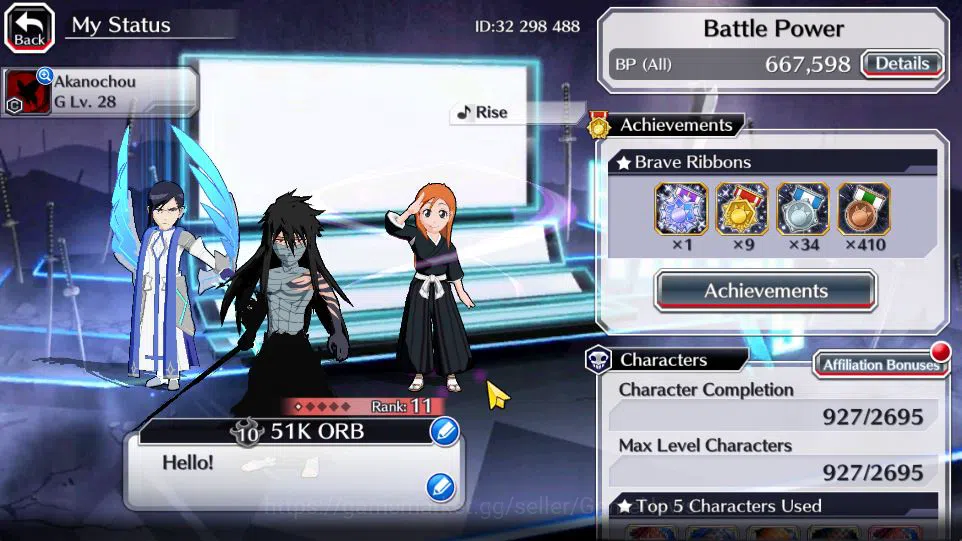 Bleach: Brave Souls Accounts [GLOBAL]51K Orb|Rukia 10th Aniv,Trio 9th Aniv,TYBW image 2