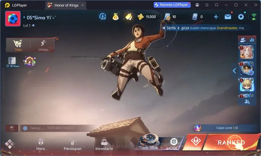 Honor of Kings Accounts Global | 7H 1S | 1 Heino Skins (1 Rare) | TakeMail image 1