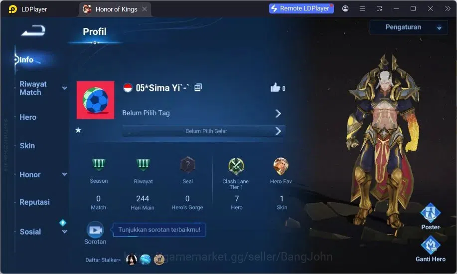 Honor of Kings Accounts Global | 7H 1S | 1 Heino Skins (1 Rare) | TakeMail image 2