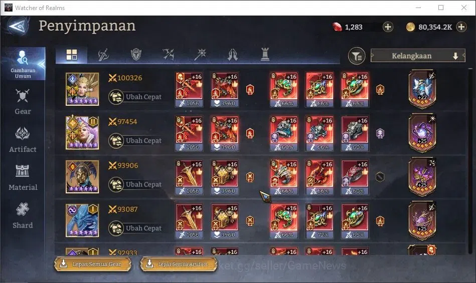 Watcher of Realms Accounts GLOBAL 60x|Lv 84|5,9M PWR|1,2K Gems|6 Lord[IngridA image 14