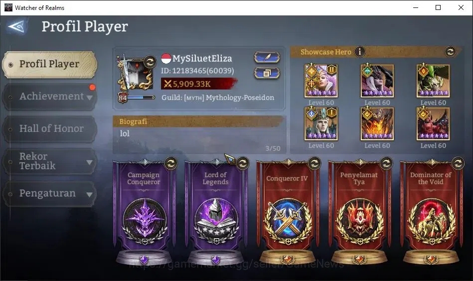 Watcher of Realms Accounts GLOBAL 60x|Lv 84|5,9M PWR|1,2K Gems|6 Lord[IngridA image 2
