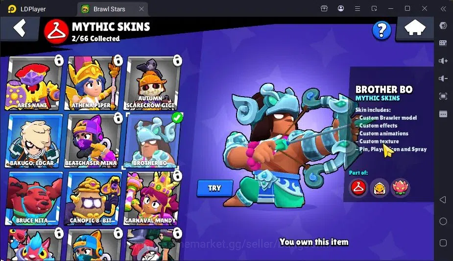 Brawl Stars Accounts Global | 2705 Thropy|29 Brawler|1 Max Hypercharge|2 Mythic,3 Epic Skin|5376 Bling|73 Gems | ProtectOff 15