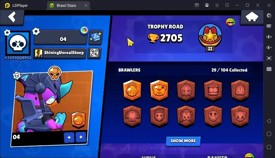 Brawl Stars Accounts Global | 2705 Thropy|29 Brawler|1 Max Hypercharge|2 Mythic,3 Epic Skin|5376 Bling|73 Gems | ProtectOff 2