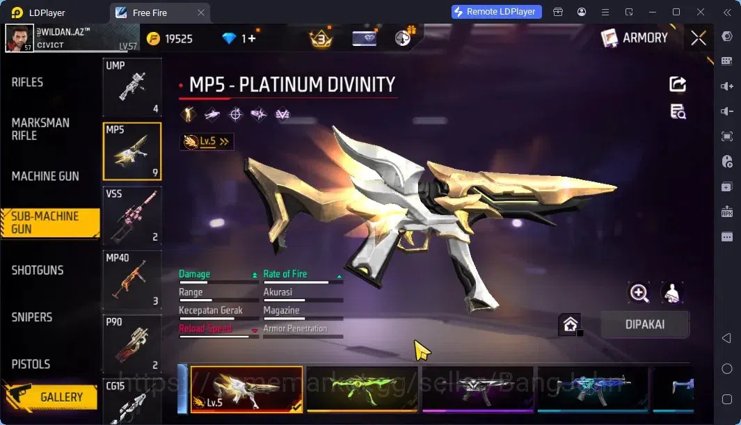 Free Fire Accounts Indonesia | Evo MP5 Lv5| M1887 Terrano Burst Lv7|  image 12