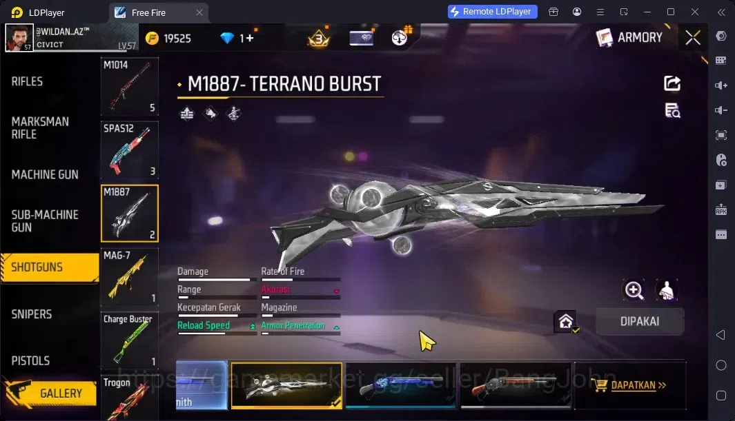 Free Fire Accounts Indonesia | Evo MP5 Lv5| M1887 Terrano Burst Lv7|  image 13
