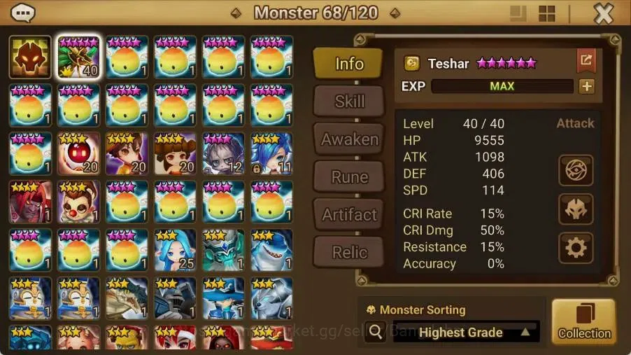 Summoners War: Sky Arena Accounts Starter GLOBAL | NB 5 TESHAR,Starter Gacha 115 12Y+160 11Y Scrool, 3 Legendary All 2