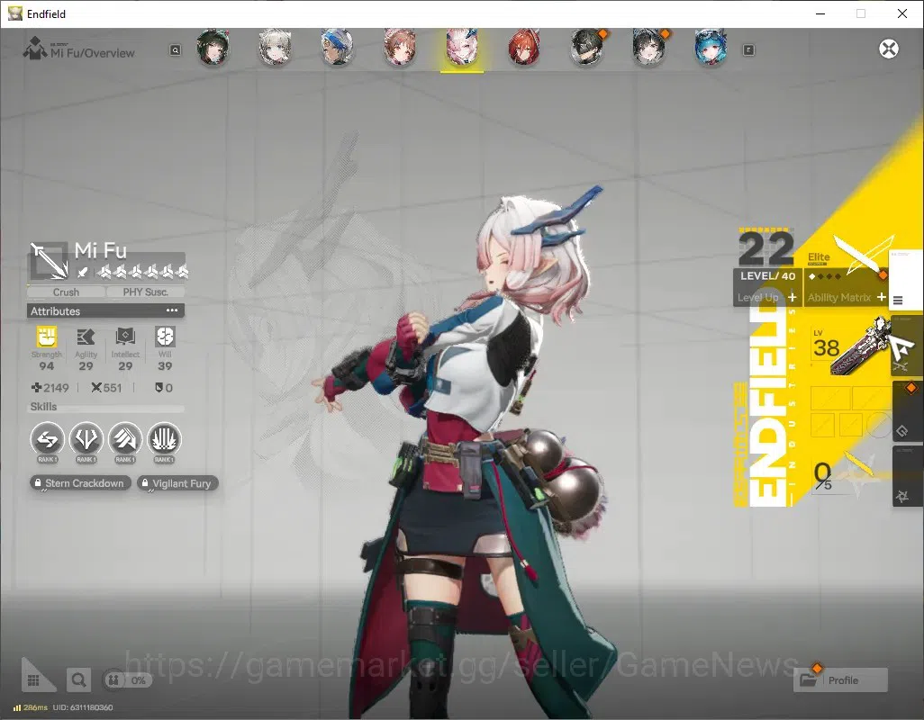 Arknights: Endfield Accounts NA/EU|Lv 51|5 SSR (2 Limited) + 6 (*6 Weapon)|Mi Fu+Sign,Zhuang Fangyi P1+Sign P1|Ardelia 2