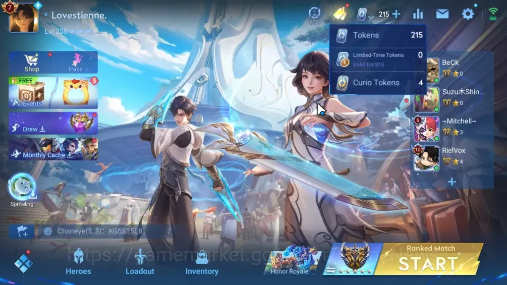 Honor of Kings Accounts Rare Skin Hero 113 Skin 312|5 Precious(Allain,Jing,Zhang Fei,Etc),2 Mythic(Diaochan,Kongmin),2 1