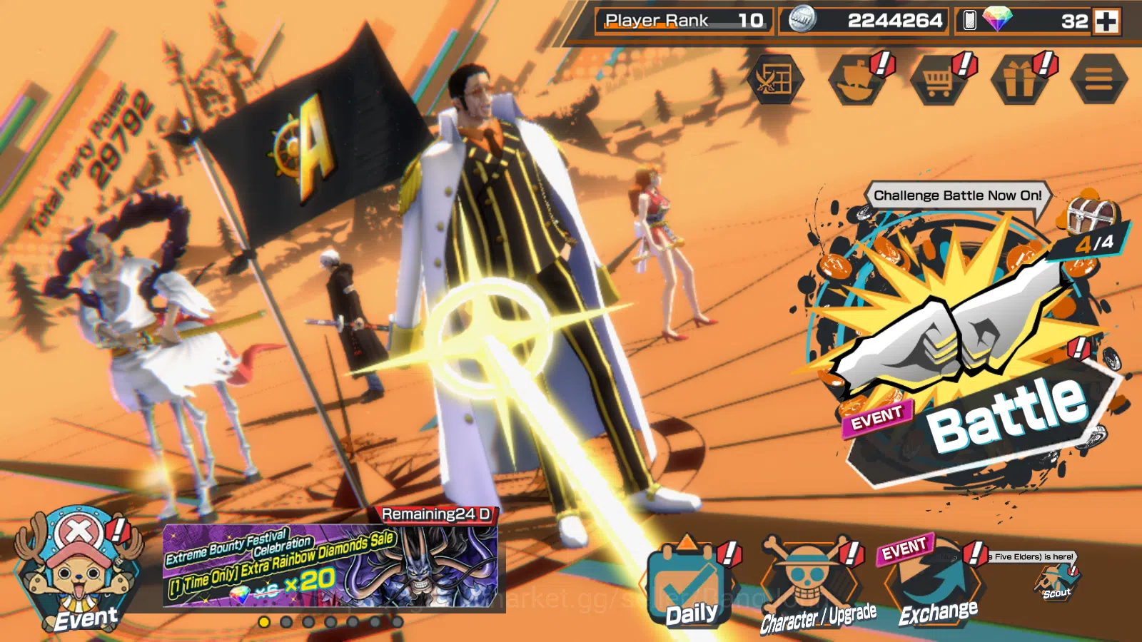 One Piece Bounty Rush Accounts GLOBAL | 3EX | 5elders Nusjuro | SK Borsalino | FR image 1