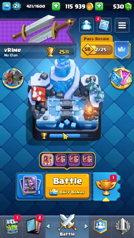 Clash Royale Accounts Lv 21|Trophy 2511|KTL 8|Limited Skin|Card 46| 2 EV image 1