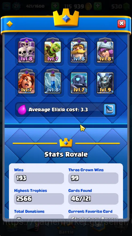 Clash Royale Accounts Lv 21|Trophy 2511|KTL 8|Limited Skin|Card 46| 2 EV image 3