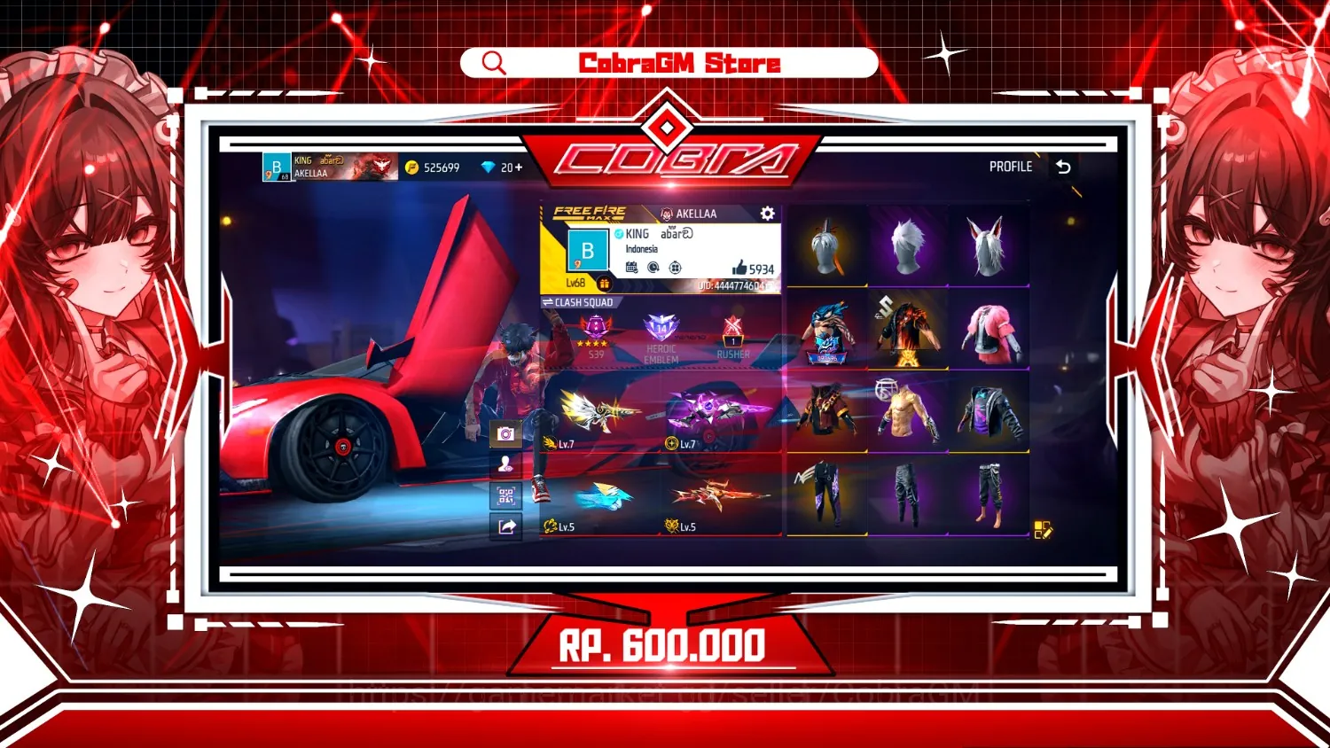 Free Fire Accounts Akun Free Fire Vault 474 | Evo 5 Max 3 | Midnight | FJoker | Cluber | Angel | Jordan | Genji | Kakashi 1