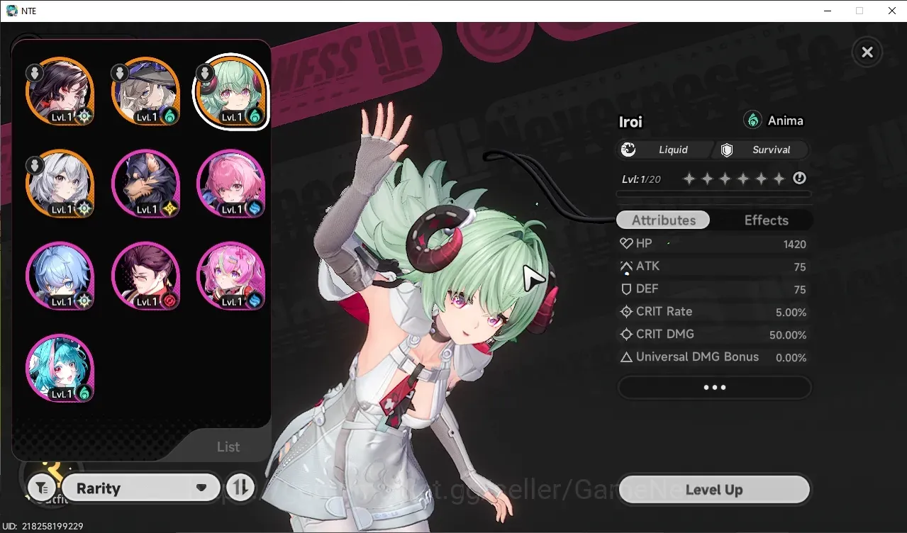 Neverness to Everness Accounts Global NA|HL 6|3 S Class 2 Limited (Iroi & Hotori)|Jiuyuan|3 S Class Selector On|2 1