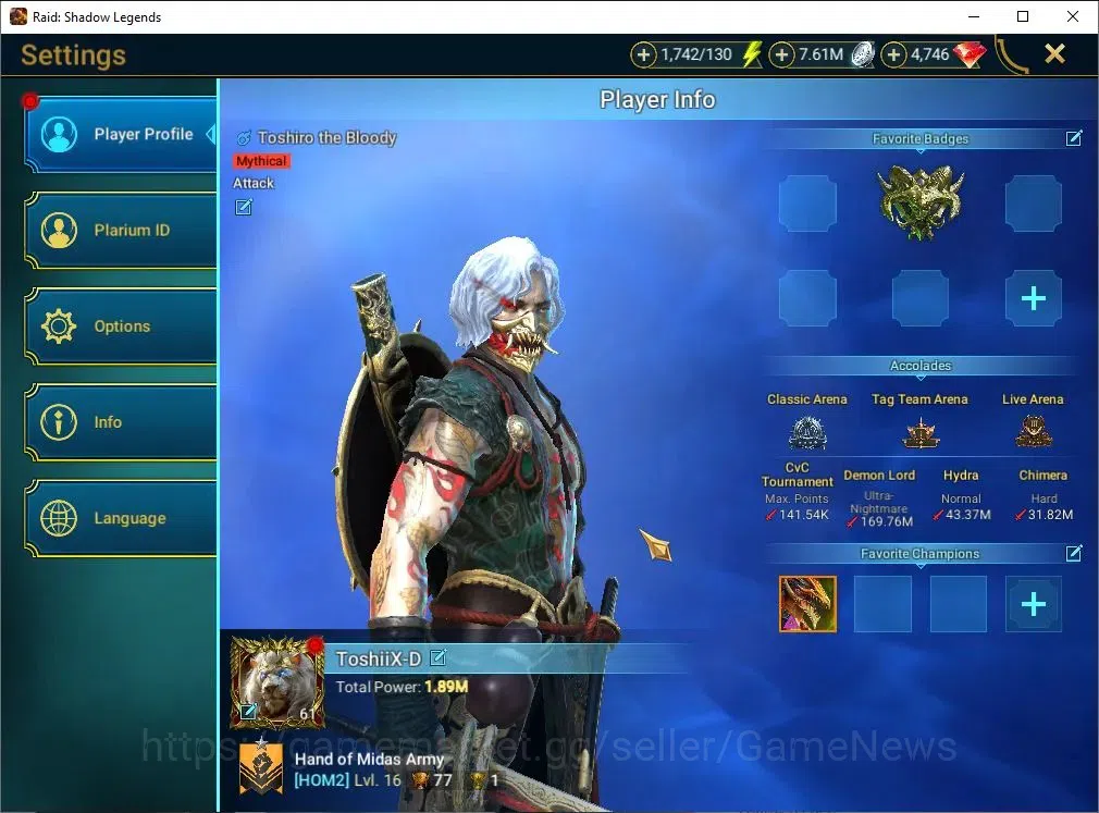 Raid: Shadow Legends Accounts Lv61 1,89M Power|1 Mythic(Toshiro)+24 Legend(Ninja image 2