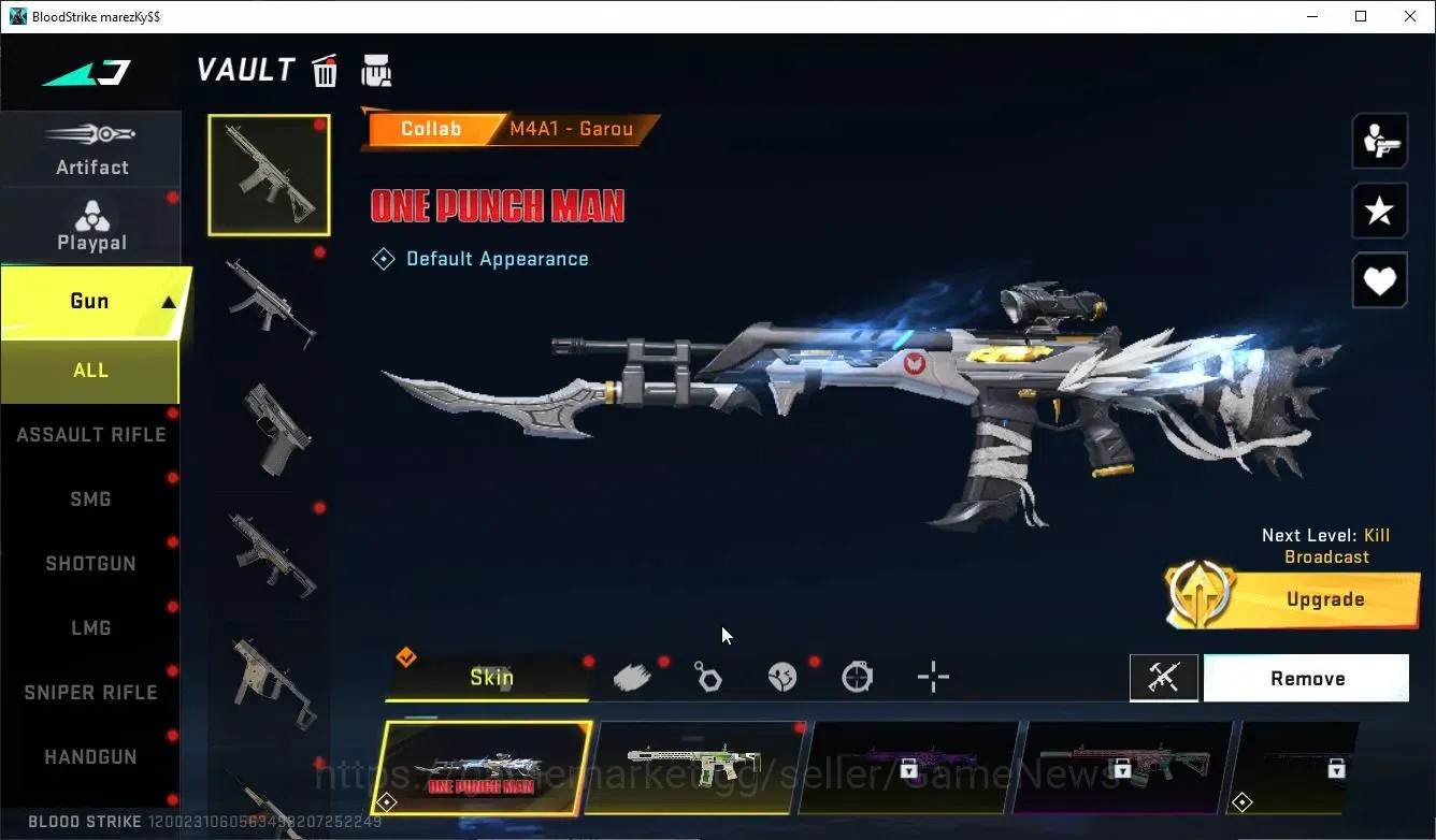 Blood Strike Accounts Collab Skin ASIA|MELEE ButerFly Knife+Collab M4A1-Garou (One Punch Man)|1 ULTRA QBZ95-Penetrator|LMT 1