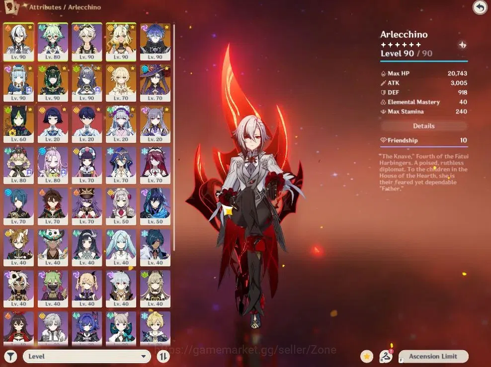 Genshin Impact Accounts ASIA|AR 57|7 Limited Char Arlecchino+Sign (Arle,Fl image 1