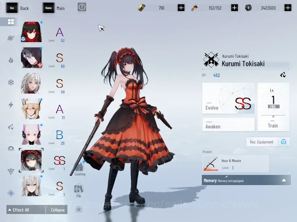 Punishing: Gray Raven Accounts Mid-Game Asia |Lv 53|1 Coating|SS Kurumi Tokisaki +Sign, Adelyde Anabasis +Sign, Lucia CW 1