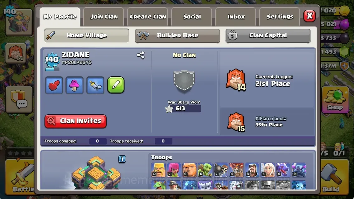 Clash of Clans Accounts High-End TH14-BH7|LVL140|BK42,AQ55,MP46,GW23,RC15|HH7|BM5|2 Legendary & 1 Gold Skin|1493 Gems|CN-On 1