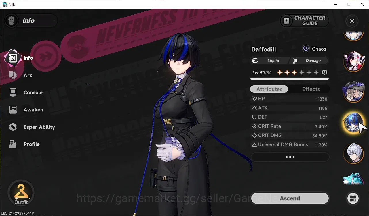 Neverness to Everness Accounts GLOBAL SEA|HL 43|TL 20|8SSR Lacrimosa,Hotori,Nanal image 10